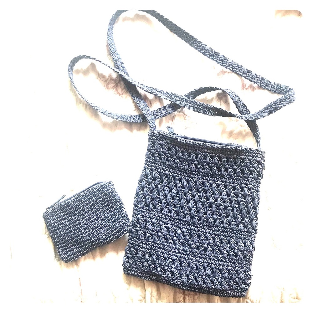 Blue Handmade crossbody purse &coin purse